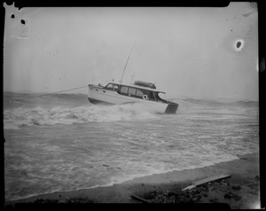Moored boat in stormy water