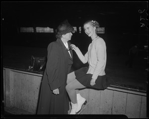 Barbara Ann Scott and older woman, rink side