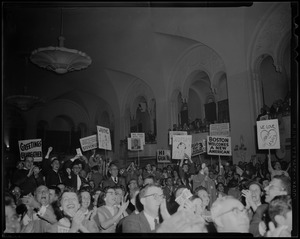Crowd of Adlai Stevenson supporters at an event in a large room