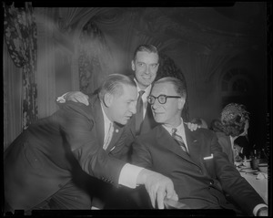 Foster Furcolo speaking with Estes Kefauver with Edward McCormack standing behind