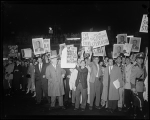 Group of supporters holding up signs for Adlai Stevenson