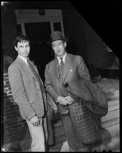 Adlai Stevenson standing with his son John Fell Stevenson