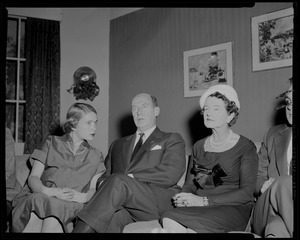 Nancy Anderson Stevenson, Adlai Stevenson, and Rose Kennedy seated on a couch