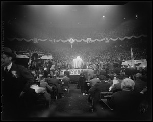 View of the podium in stadium filled with people