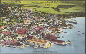 Greetings from Montego Bay, Jamaica, B.W.I. Aerial view of Montego Bay