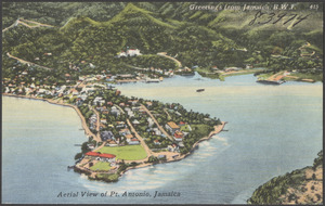 Greetings from Jamaica, B.W.I. Aerial view of Pt. Antonio, Jamaica