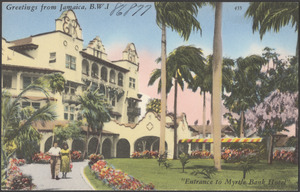 Greetings from Jamaica, B.W.I. "Entrance to the Myrtle Bank Hotel"