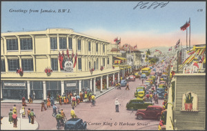 Greetings from Jamaica, B.W.I. "Corner King & Harbour Street"