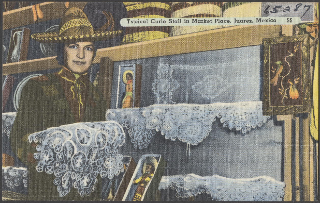 Typical curio stall in market place, Juarez, Mexico