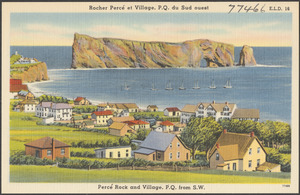 Rocher Percé et village, P.Q. du Sud ouest