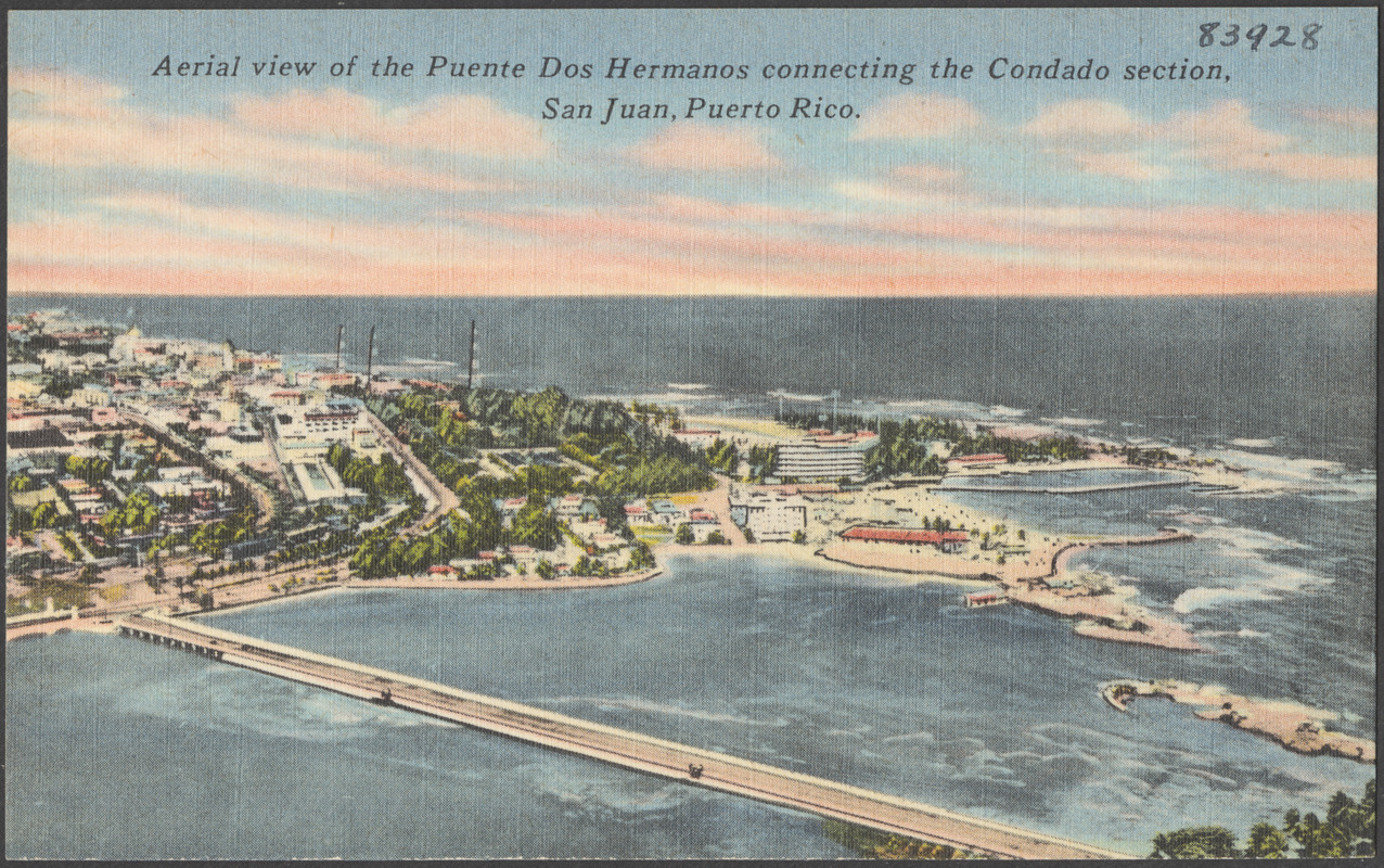 Aerial view of the Puente Dos Hermanos connecting the Condado section, San Juan, Puerto Rico