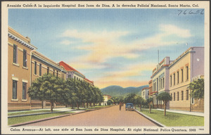 Avenida Colón - a la Izquierda Hospital San Juan de Dios. A la derecha Policiá Nacional, Santa Marta. Col.