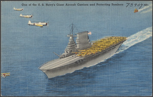 One of the U. S. Navy's giant aircraft carriers and protecting bombers