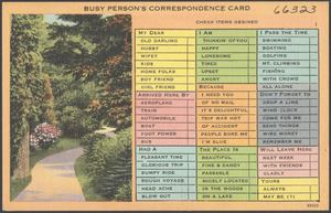 Busy person's correspondence card