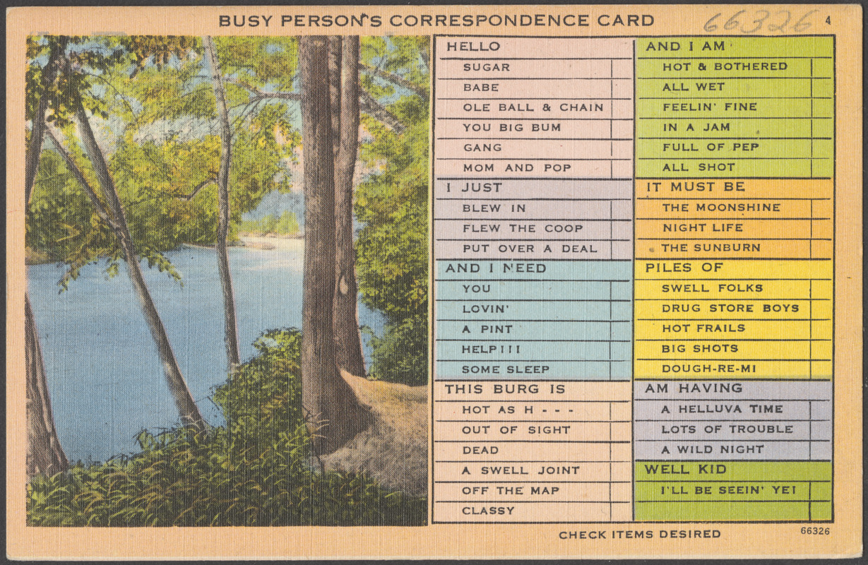 Busy person's correspondence card