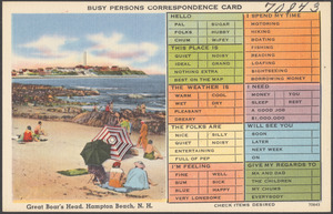 Busy persons correspondence card. Great Boar's Head, Hampton Beach, N. H.