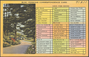 Busy persons correspondence card