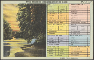 Busy persons correspondence card