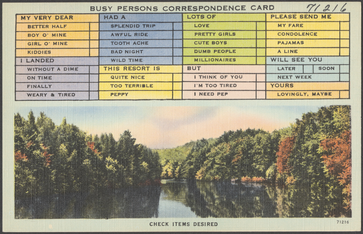 Busy persons correspondence card