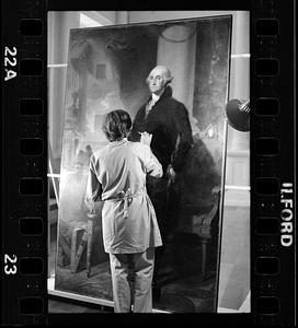Restoring Charles Wilson Peale portrait of George Washington at Hartford Athenaeum, Hartford, CT