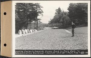 Contract No. 56, Administration Buildings, Main Dam, Belchertown, looking easterly towards access road to Main Dam, Belchertown, Mass., Sep. 14, 1938