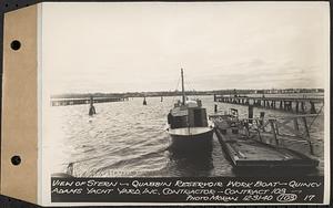 Contract No. 103, Construction of Work Boat for Quabbin Reservoir, Quincy, view of stern, Quincy, Mass., Dec. 31, 1940