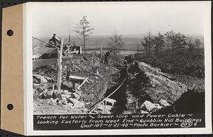Contract No. 107, Quabbin Hill Recreation Buildings and Road, Ware, trench for water and sewer line and power cable, looking easterly from west end, Ware, Mass., Nov. 21, 1940