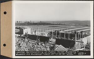 Contract No. 107, Quabbin Hill Recreation Buildings and Road, Ware, looking northeasterly at public toilet building, Ware, Mass., Nov. 26, 1940