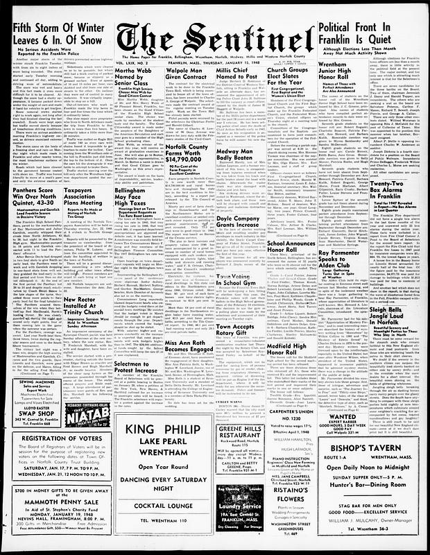 The Franklin Sentinel January 15 1948 Digital Commonwealth
