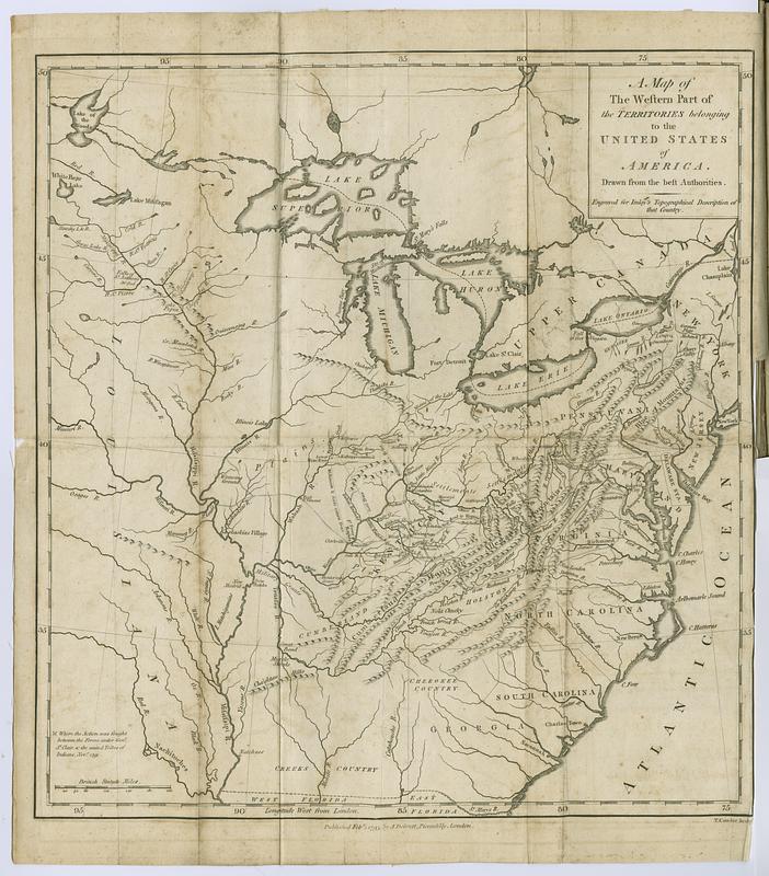 A map of the western part of the territories belonging to the United States of America