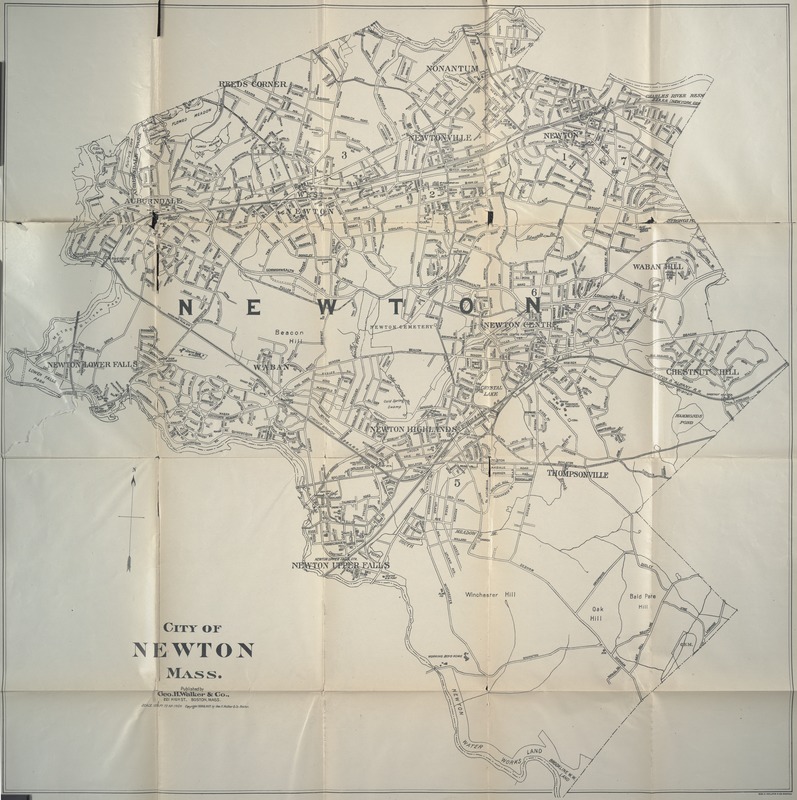 Blue book of Newton ... containing lists of the leading residents, societies, etc. with street directory and new map. - Map of the City of Newton, Mass. - -