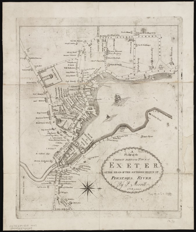 A plan of the compact part of the town of Exeter, at the head of the southerly branch of Piscataqua River