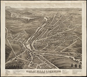 Bird's eye view of Great Falls, Strafford Co., New Hampshire & Berwick, York Co., Maine, 1877