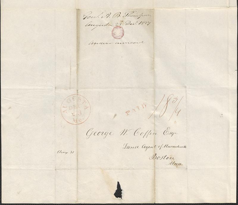 A.B. Thompson to George Coffin, 23 December 1837