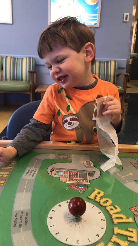 Sam playing at the Developmental Medicine Center (DMC)