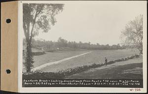 Danforth Brook, looking downstream from Route #32 near Mixter farm barn, drainage area = 363 square miles, flow = 28 cubic feet per second = 7.6 cubic feet per second per square mile, Hardwick, Mass., 9:45 AM, Sep. 18, 1933