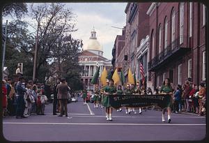 St. John the Evangelist flag corps, parade, Park Street, Boston