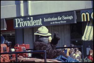Smokey Bear in a parade, Tremont Street, Boston