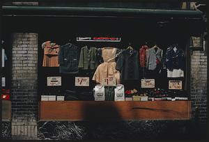 Shop window with clothes on display, likely Boston