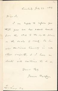 Letter from James Walker to Zadoc Long, July 23, 1856