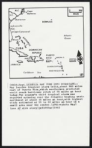Celia May Turn into Hurricane--Map locates tropical storm Celia, about 900 miles east of Puerto Rico, which weathermen predicted would reach hurricane pitch of 75 miles an hour today. The season's third tropical storm was reported spinning over the Atlantic heading west-northwest at about 15 miles an hour, with highest winds estimated at 55 to 60 miles an hour in a small area near the center.