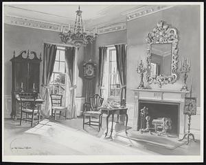 Drawing Room Harrison Gray Otis House Boston. Artist. Ruth Perkins Safford. 2821 Dumbarton Ave. Washington D.C.