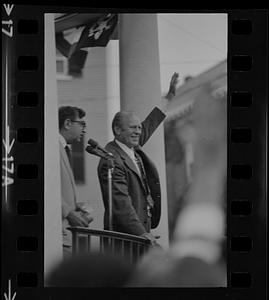 President Ford greeting crowd in Exeter, New Hampshire