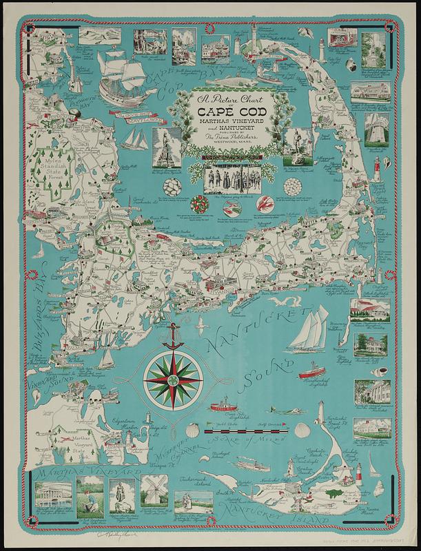 A picture chart of Cape Cod, Martha's Vineyard and Nantucket