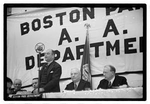 Boston Park Department function, Boston Parks Commissioner William Long seated in center