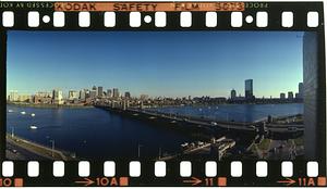 Red Line train crosses Longfellow Bridge, Boston