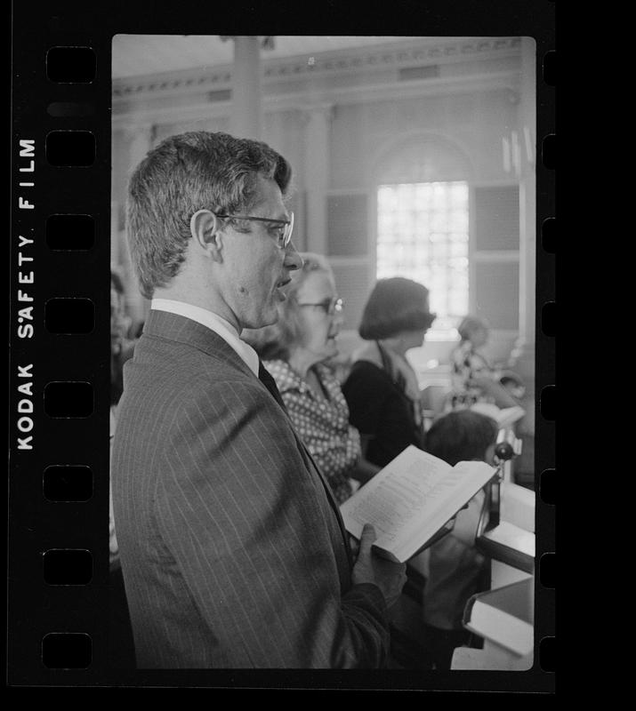 Singing hymns at Baptist church, Cambridge