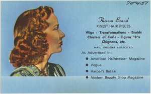 Theresa Brand finest hair pieces. Wigs - transformations - braids, clusters of curls - figure "8"s, chignons, etc.