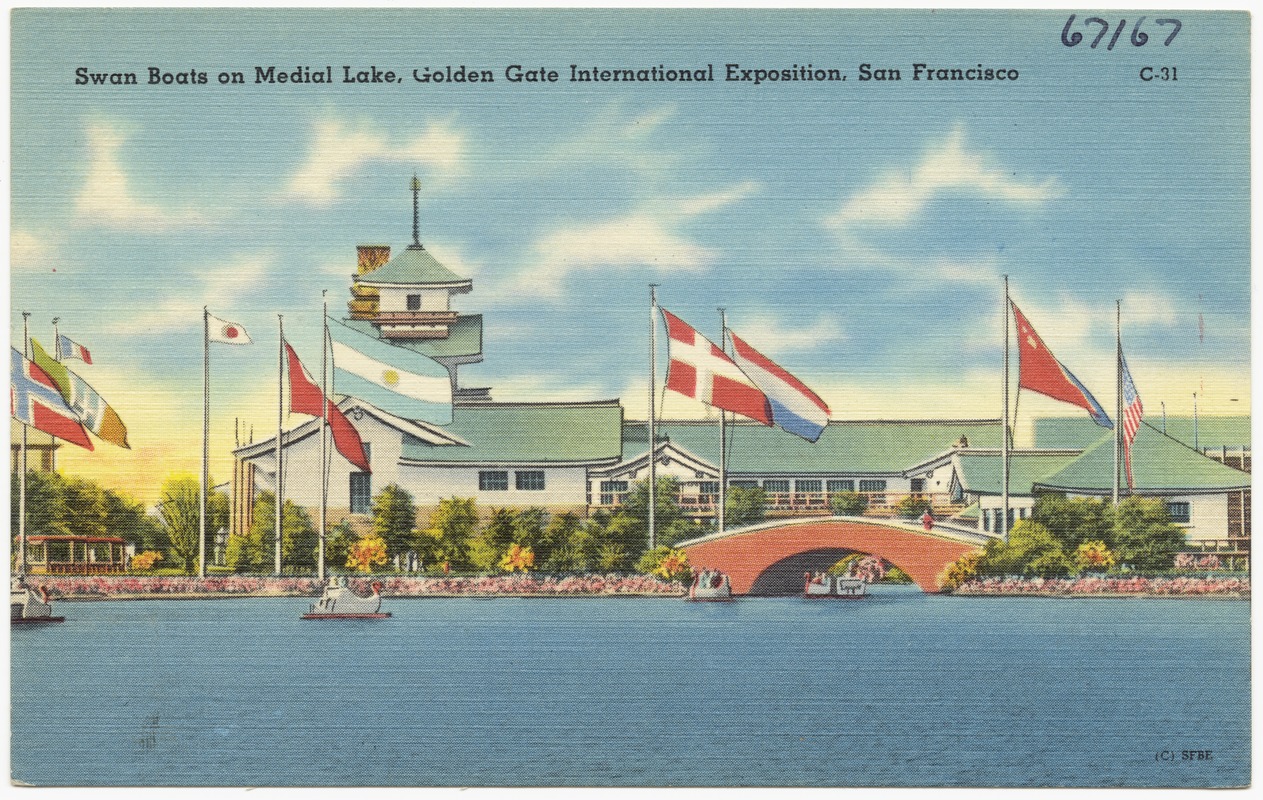 Swan Boats on the Medial Lake, Golden Gate International Exposition, San Francisco