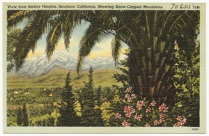 View from Smiley Heights, Southern  California, Showing Snow-Capped Mountains